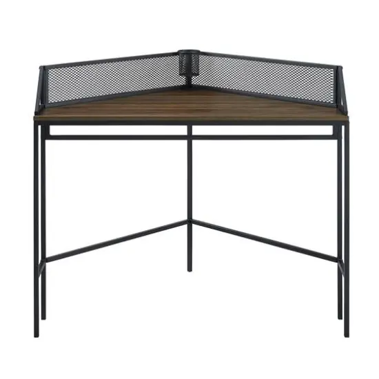 Walker Edison 42" Dark Walnut Industrial Corner Desk {3}