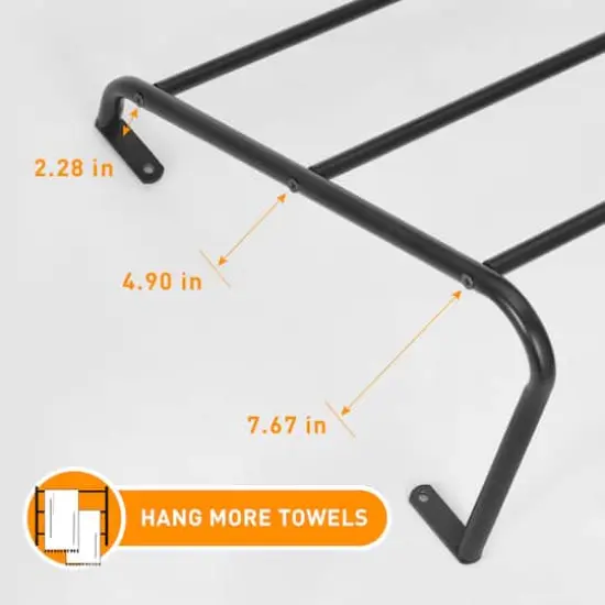 NEX&trade; 3-Tier Black Wall Mounted Towel Bar Rack {4}