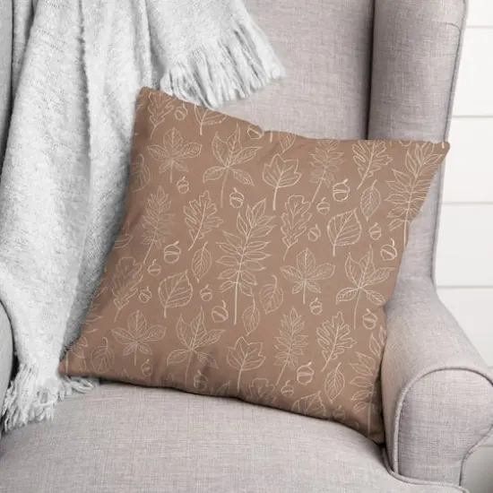 Dusty Rose Leaf Pattern Throw Pillow {4}