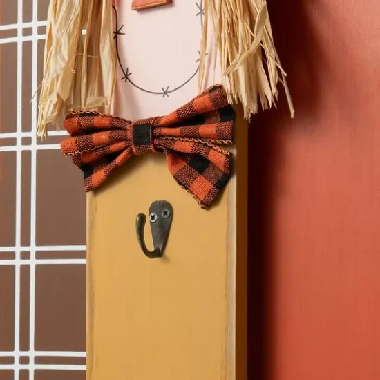 Glitzhome&reg; 36.25" Wooden Scarecrow Family Porch D&eacute;cor with Lighted Wreath & Timer {15}