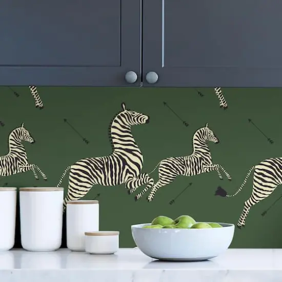 Scalamandre Serengeti Green Zebra Safari Peel & Stick Wallpaper  {5}