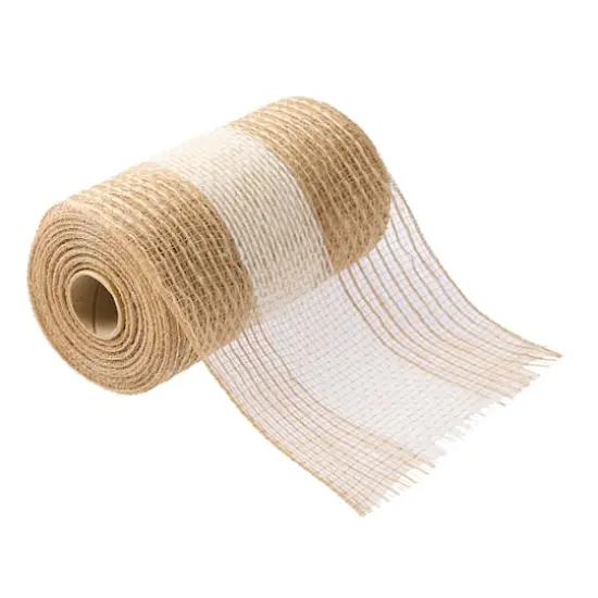 5.5" x 24ft. Mesh Jute & Cotton Wide Stripe Ribbon by Celebrate It&reg; {4}