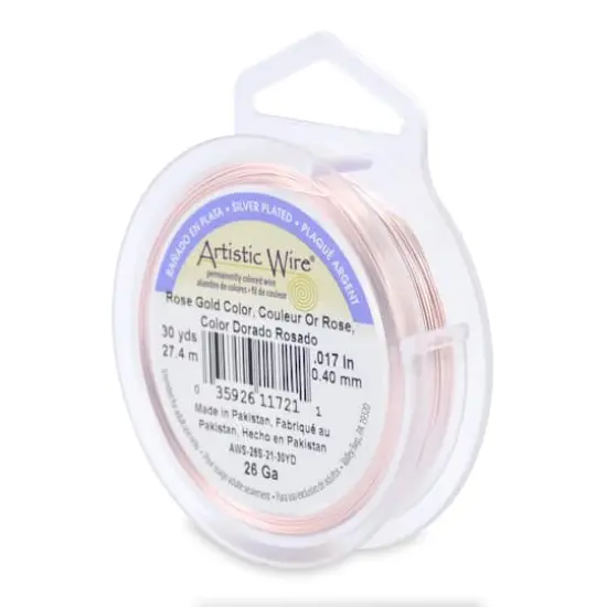 Artistic Wire&reg; 26 Gauge Silver Plated Tarnish Resistant Colored Copper Craft Wire, 30yd. Rose Gold {1}