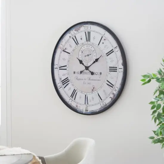 32" White Wood Vintage Wall Clock {8}