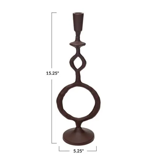 Hello Honey&reg; 15" Brown Decorative Cast Metal Taper Candle Holder {5}