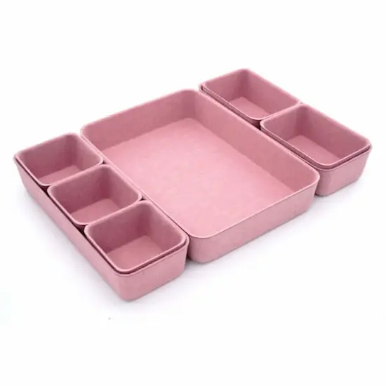 Welaxy Felt 8 Piece Drawer Organizer Tray Set Dusty Rose {6}