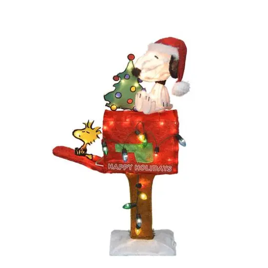 Peanuts&reg; 2.5ft. 3D Pre-Lit Snoopy with Tree on Mailbox Yard Art {1}