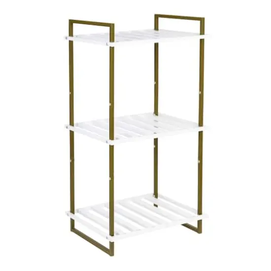 Honey Can Do Olive & White 3-Tier Tubular Metal Shelf {1}