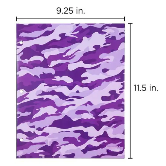 JAM Paper Camo Glossy Laminated Two Pocket 3 Hole Punch School Folders, 6ct. {6}