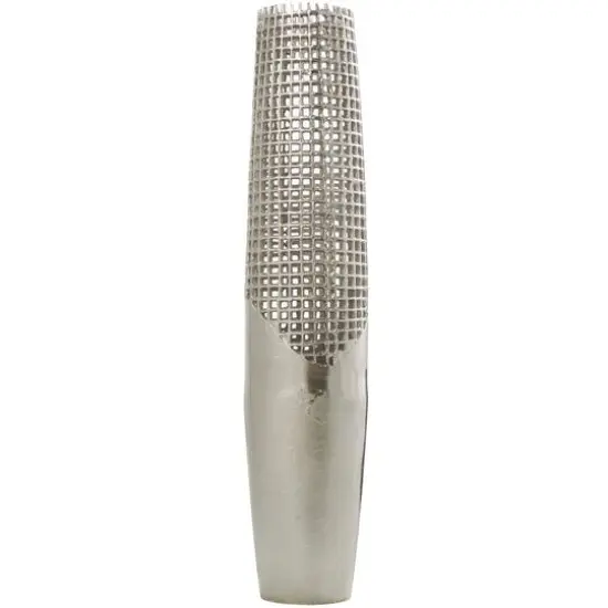 29" Silver Aluminum Tall Grid Inspired Vase with Open Frame Design {3}