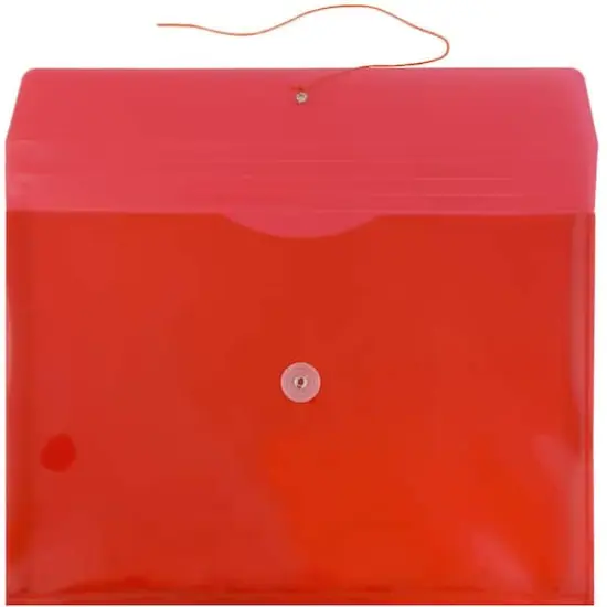 JAM Paper Booklet Plastic Envelopes with Button and String Closure, 108ct. Red {5}