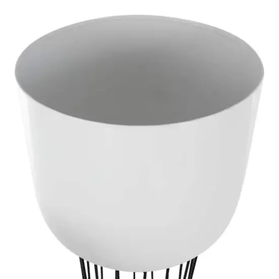 White Metal Planter with Black Hourglass Stands Set {5}