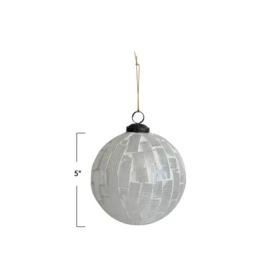 Hello Honey&reg; 5" White Round Mosaic Glass Ball Ornament {4}