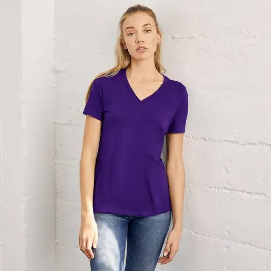 BELLA+CANVAS&reg; Women's Short Sleeve V-Neck T-Shirt Team Purple {6}