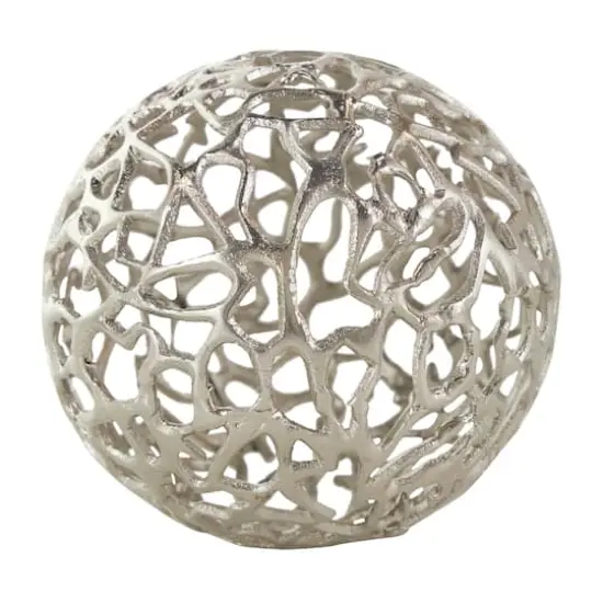 Open Lattice Work Aluminum Decorative Ball Orbs & Vase Filler Set Silver {6}