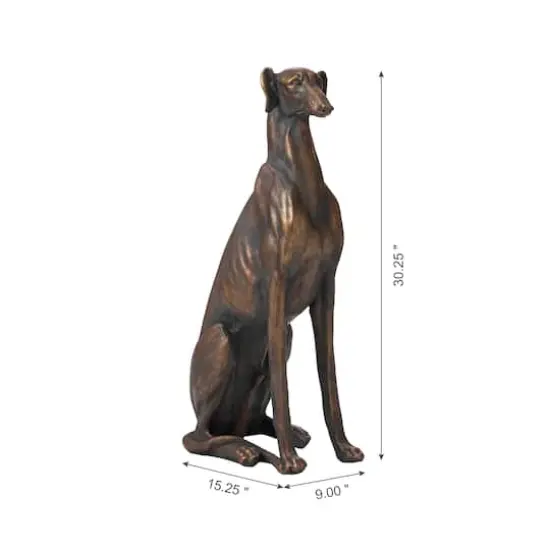 Glitzhome&reg; 30" Sitting Right Greyhound Dog Statue {9}