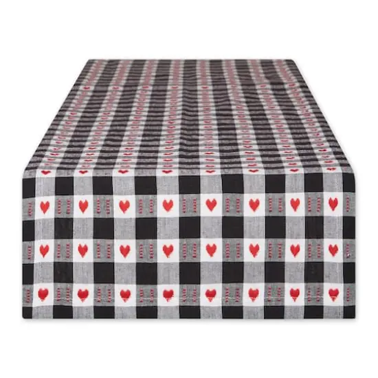 DII&reg; 108" Hearts Dobby Check Table Runner {1}