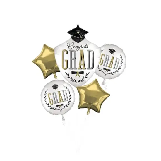 Satin Infused Caps Off Grad 5-Piece Foil Balloon Bouquet {1}