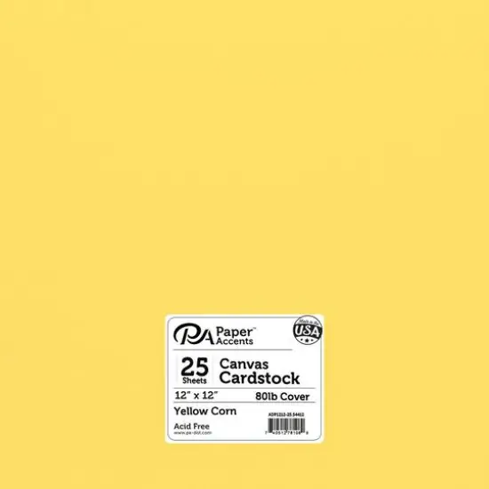 PA Paper&trade; Accents 12" x 12" 80lb. Canvas Cardstock Paper, 25 Sheets Yellow Corn {1}
