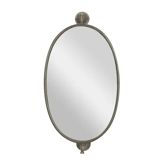 29" Oval Wood Wall Mirror Black {1}
