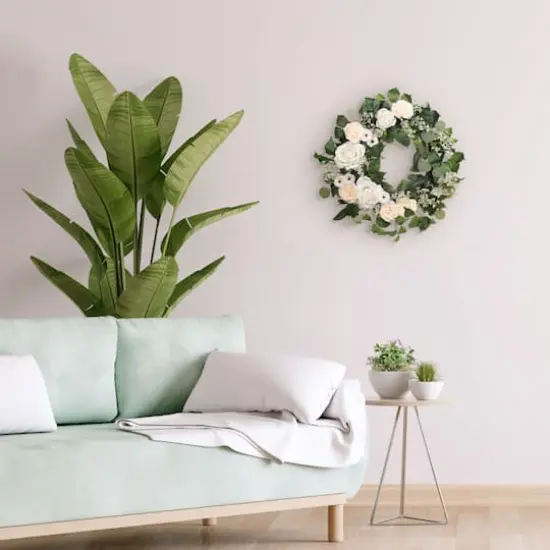 24" Spring Cream Rose & Camellia Wreath {5}