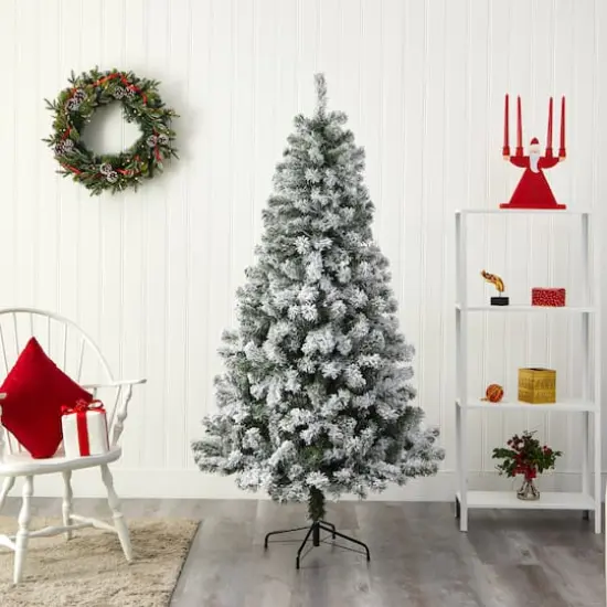 6ft. Unlit Flocked West Virginia Fir Artificial Christmas Tree {6}