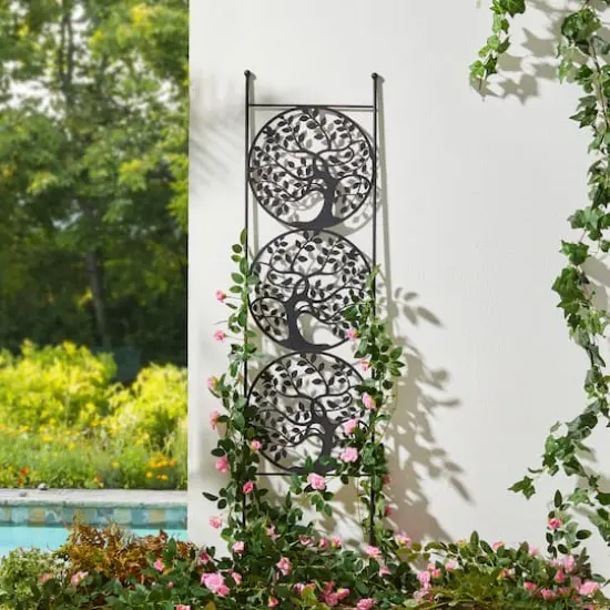 Glitzhome&reg; 48" Metal Tree of Life Garden Trellis with Stakes {4}