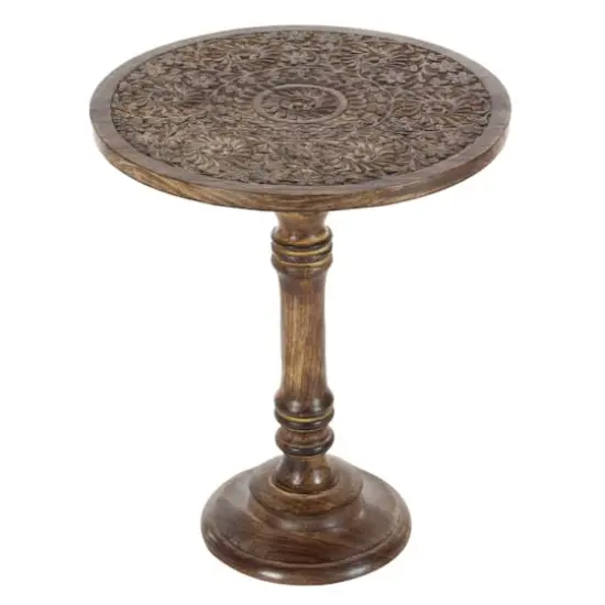 Brown Mango Wood Traditional Accent Table {1}