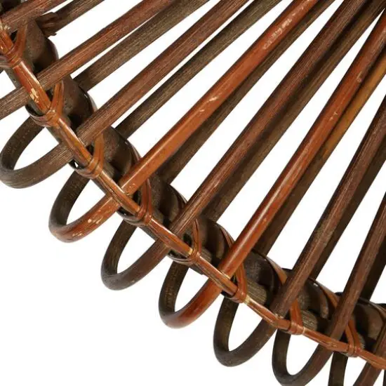 30" Brown Wood Boho Style Wall Mirror {4}