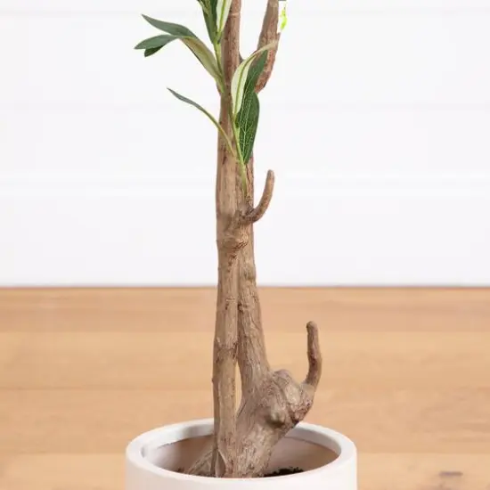 Artificial Minimalist Olive Tree in White Decorative Planter {11}