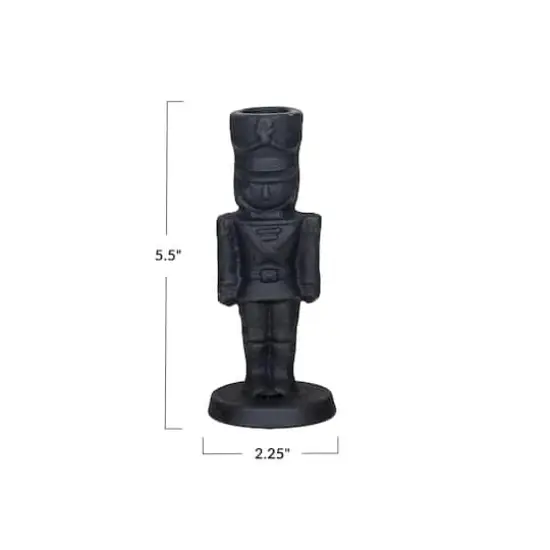 Hello Honey&reg; 5.5" Black Cast Metal Soldier Taper Candle Holder {5}