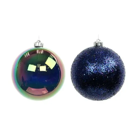 6" Shiny Multicolor & Purple Glitter Plastic Ball Ornament Set by Ashland&reg; {3}