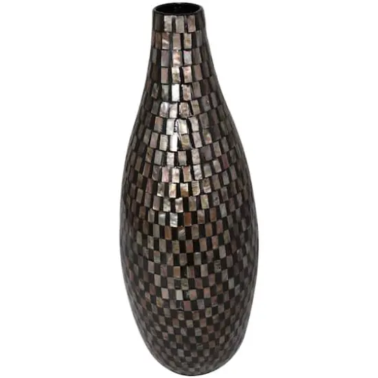 24" Black Mother of Pearl Handmade Mosaic Inspired Vase {1}