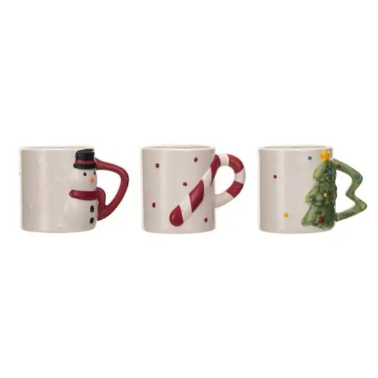 Hello Honey® 3.5" Stoneware Holiday Mug with Shaped Handle Set {1}
