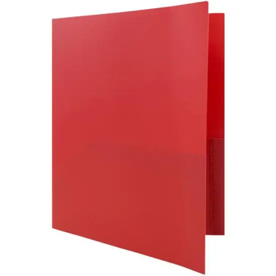JAM Paper 9.5" x 11" Plastic 2 Pocket School POP Folders with Clasps, 6ct. Red {6}