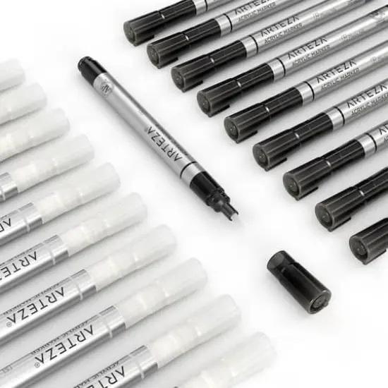 Arteza&reg; Black & White Acrylic Paint Marker Set {4}