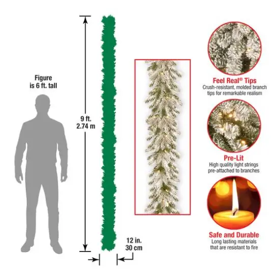 9ft. Snowy Sheffield Spruce Garland With Twinkly&trade; LED Lights {6}