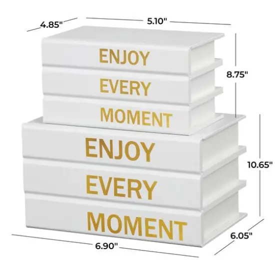 Enjoy Every Moment Canvas Storage Book Box Set White {8}