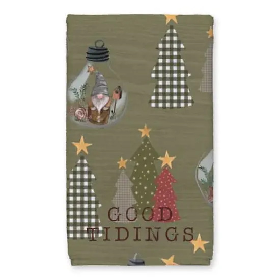 Good Tidings Green Tree & Globe Pattern Tea Towel Set {3}