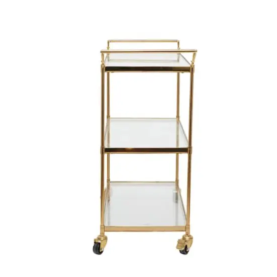 Brass Iron Traditional Bar Cart, 31" x 38" x 14" {4}
