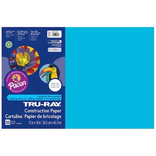 Tru-Ray&reg; 12" x 18" Construction Paper, 3 Packs of 50 Atomic Blue {1}