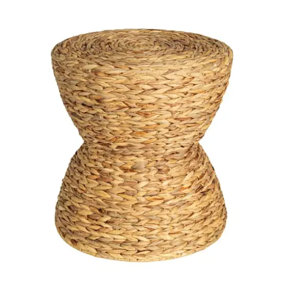 Household Essentials 18" Natural Water Hyacinth Hourglass Stool {1}