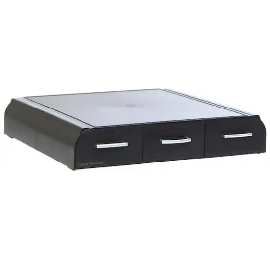 Mind Reader Black Monitor Stand & 3 Draw Desk Organizer Storage Set {10}