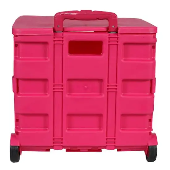 Everything Mary Collapsible Rolling Cart with Lid Pink {4}