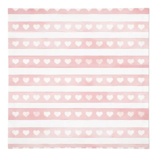 Simple Watercolor Stripe Heart Beverage Napkin {1}