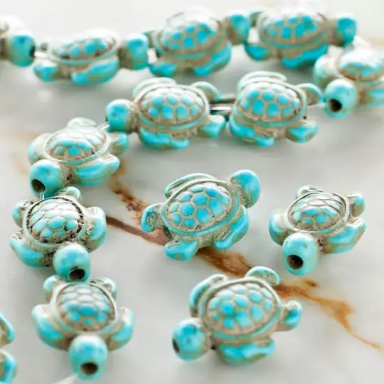 Turquoise Dyed Reconstituted Stone Turtle Beads, 18mm by Bead Landing&trade; {3}