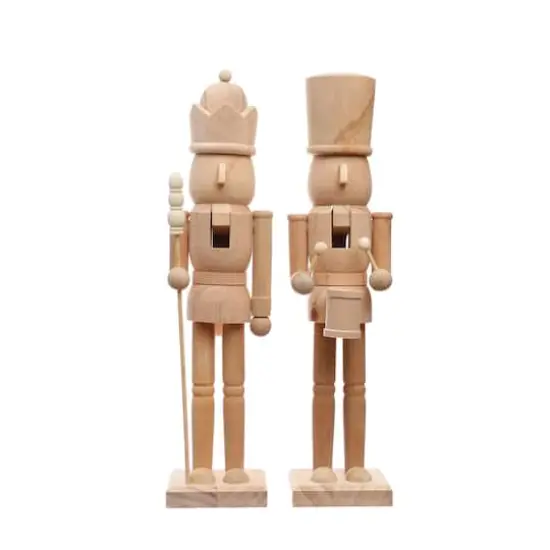 Hello Honey&reg; 15" Natural Wood Nutcracker Sculpture Set {1}