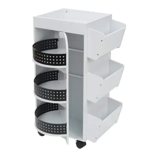 Studio Designs White & Black Swivel Mobile Organizer Cart {8}