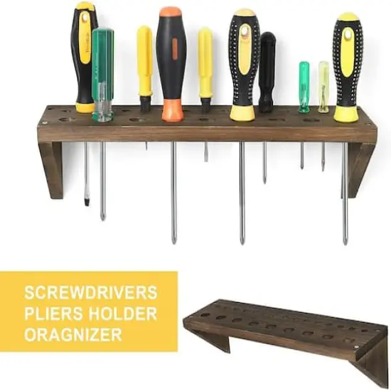 NEX&trade; Rustic Brown Solid Wood Tool Storage Box Organizer Set {4}