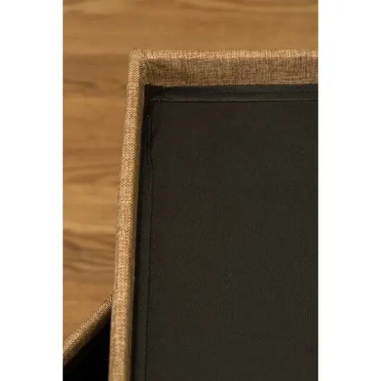 Simplify 30" Faux Linen Double Folding Storage Ottoman Camel {9}